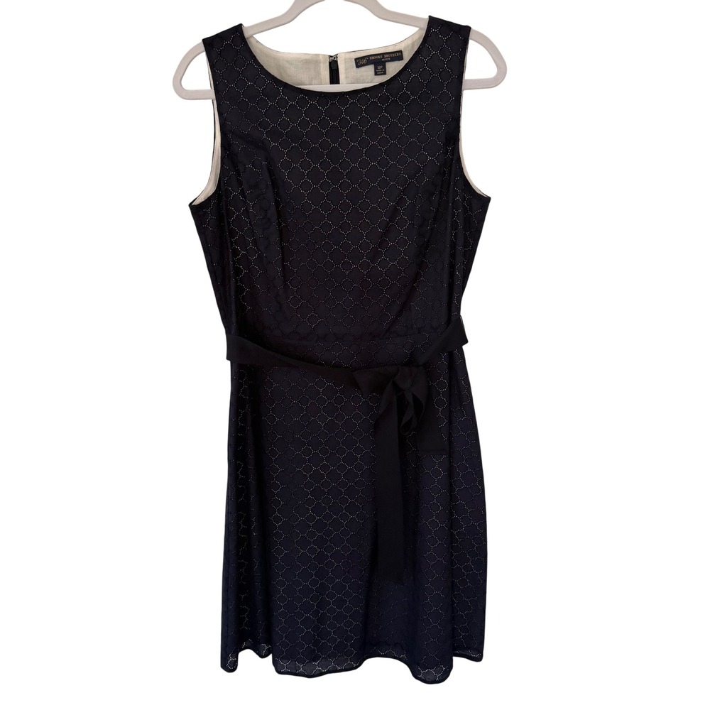 346 Brooks Brothers Blue‎ Eyelet Dress Sleeveless 100% Cotton Size 12P Petite